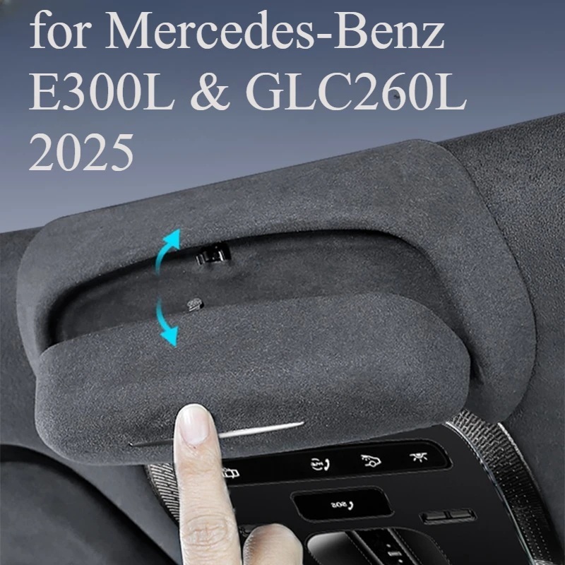 

Car Glasses Case for Mercedes-Benz E300L & GLC260L 2025 Sunglasses Storage Box ABS / Suede Ceiling Glasses Holder Organizer