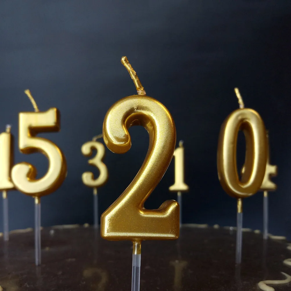 

Smokeless Wax Number Candles 1 2 3 Gold Glitter Birthday Cake Decoration Celebration Reunions Party Candles for Wedding Home