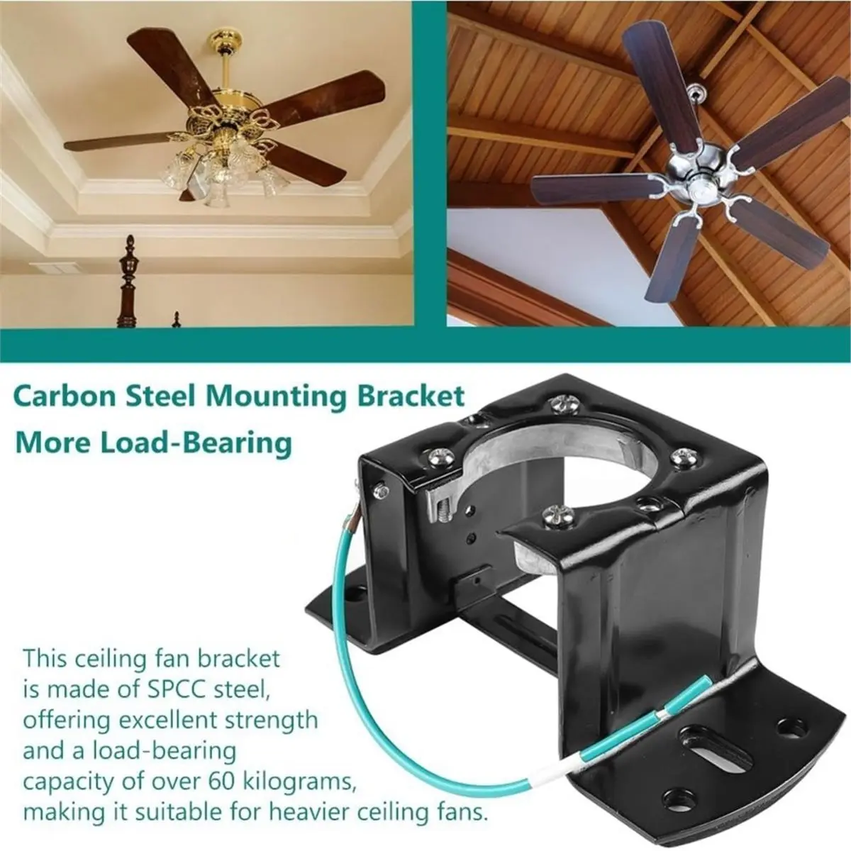 Ceiling Fan Mounting Bracket with Ground Wire,2.0mm Heavy Duty Steel Replacement Mount for 1