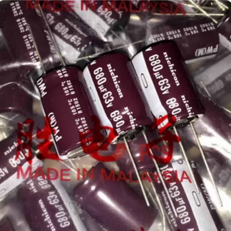 10PCS-100PCS  680UF 63V Japanese Nichicon electrolytic capacitor 63V680UF 16 * 25 PW 105 degrees