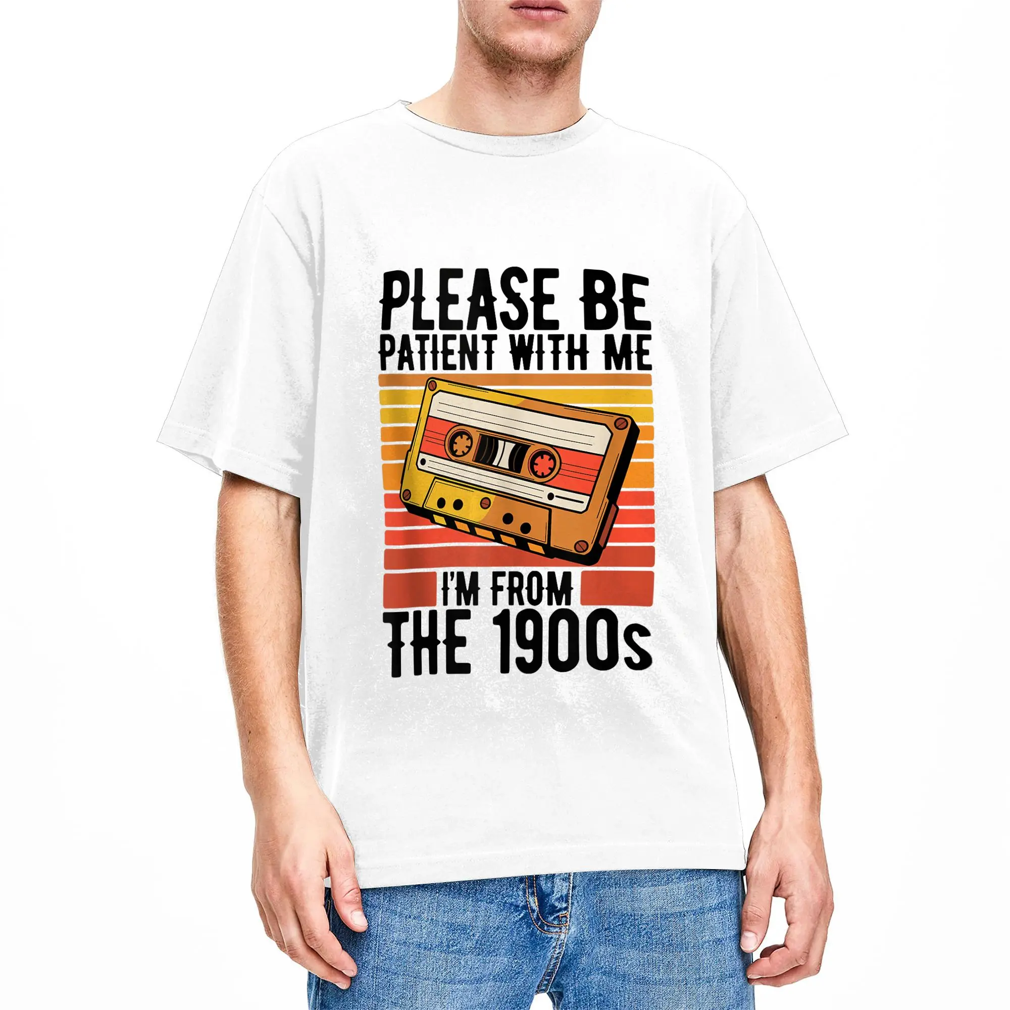 Men Funny Please Be Patient with Me I‘m from The 1900s Retro Birthday T-Shirts  Cotton Clothes Summer Y2K Short-Sleeved T Shirt