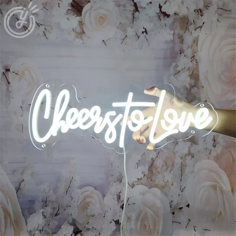 Cheers to Love LED Wedding Neon signboard Bedroom Wall Art Neon Decoration Anniversary Party Neon Sign Lights