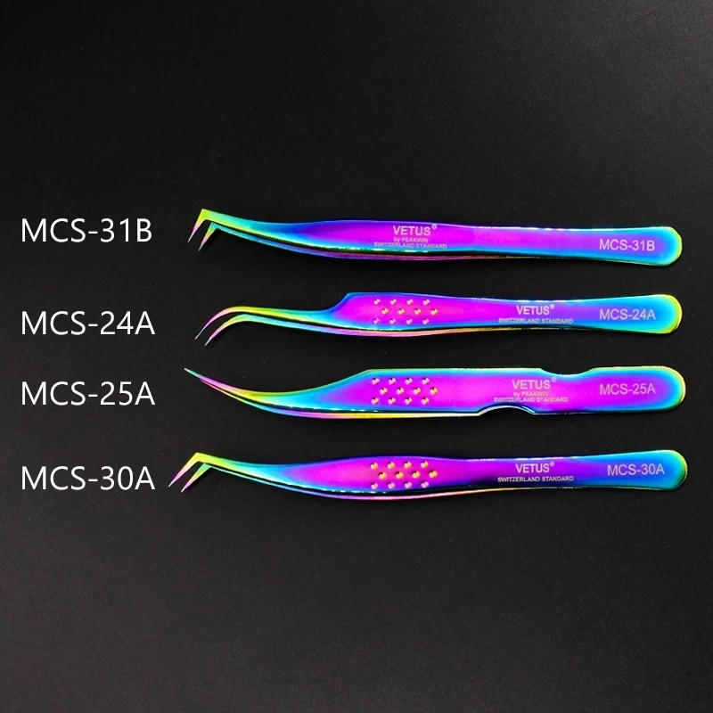 100% Vetus Original MCS Series New Style Premium Eyelashes Tweezers Ultra Fine Tip Improve for 3D 6D Lashes Extensions