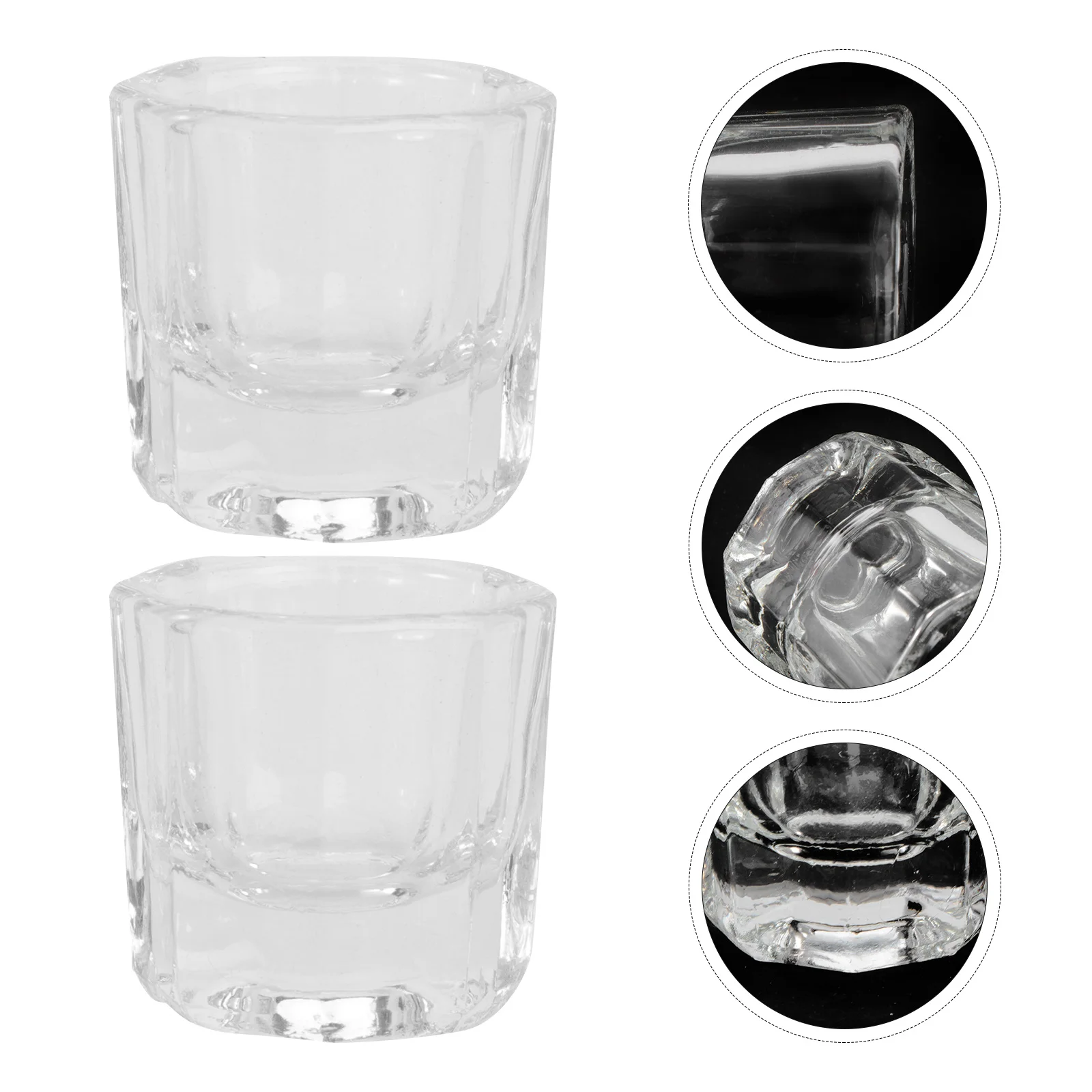 Gobelets en cristal pour manucure, 2 pièces, plats en verre, bols de teinte multifonctionnels pour mélange de poudre liquide acrylique, gobelets en verre pour manucure