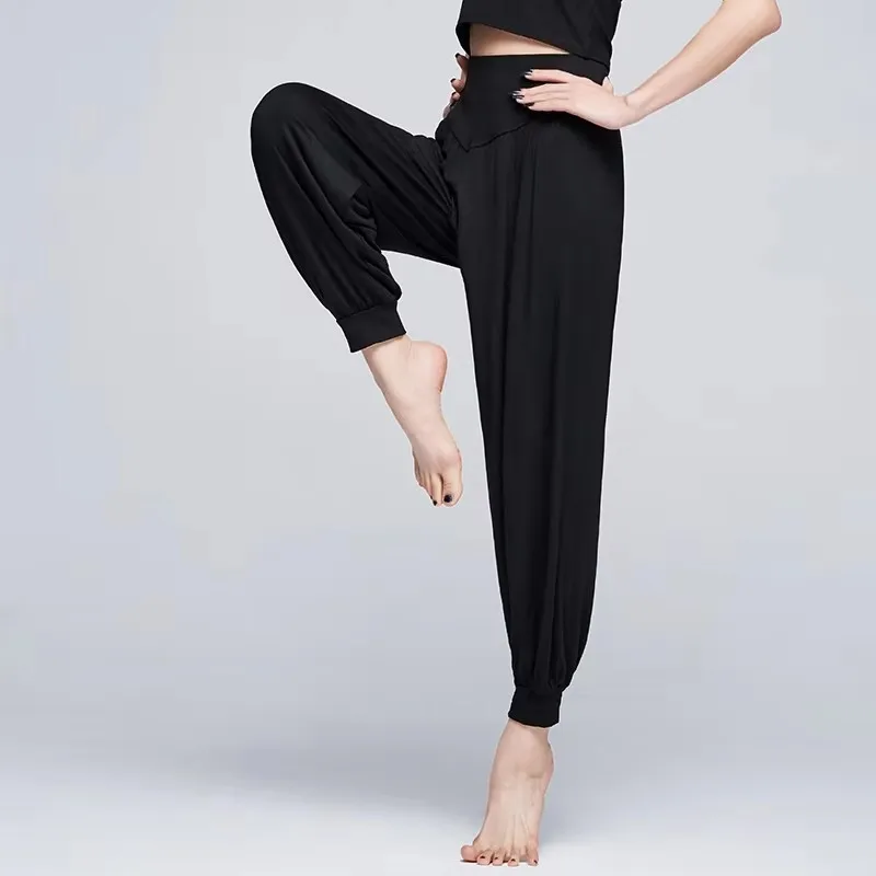 Women's Yoga Pants Loose Bootcut Harem Pants - Black Dance Workout Trousers for Women, Fitness, Practice
