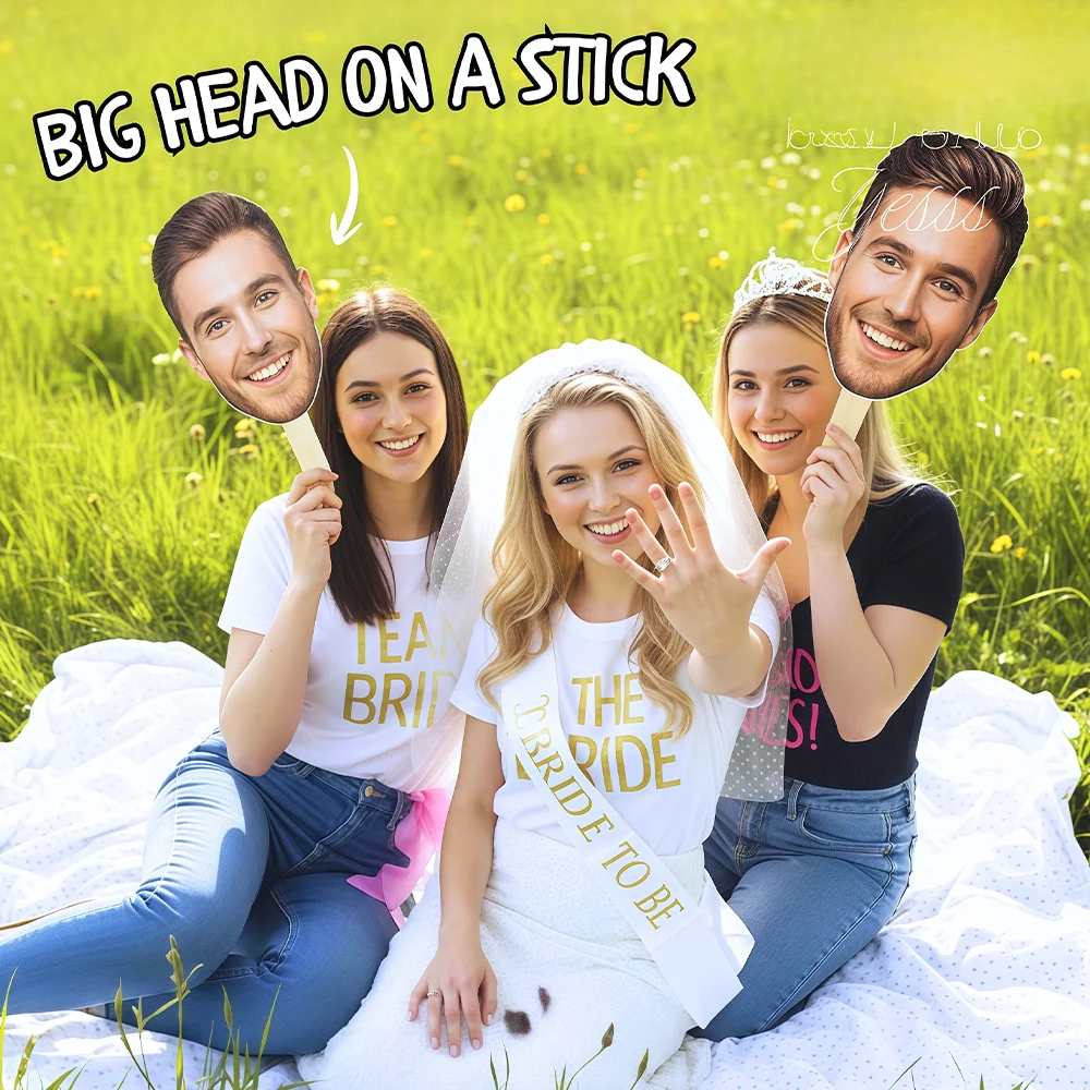 Personalisierte Gesichtsmasken auf Stick, Individuelle Hochzeits-Gesichtsaufnahmen, DIY-Fotoaufdruck für Paare und Familien, 1/3/5/10 Stück – Detail 4