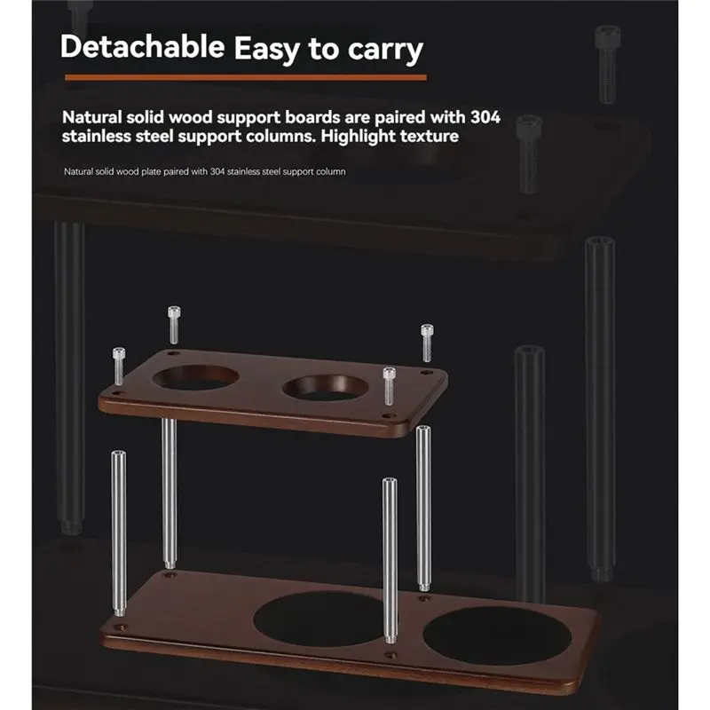 A38T-Coffee Dripper Stand Wood Organizer Versatile Pour Over Coffee Station Coffee Filter Holder With Base Utensil