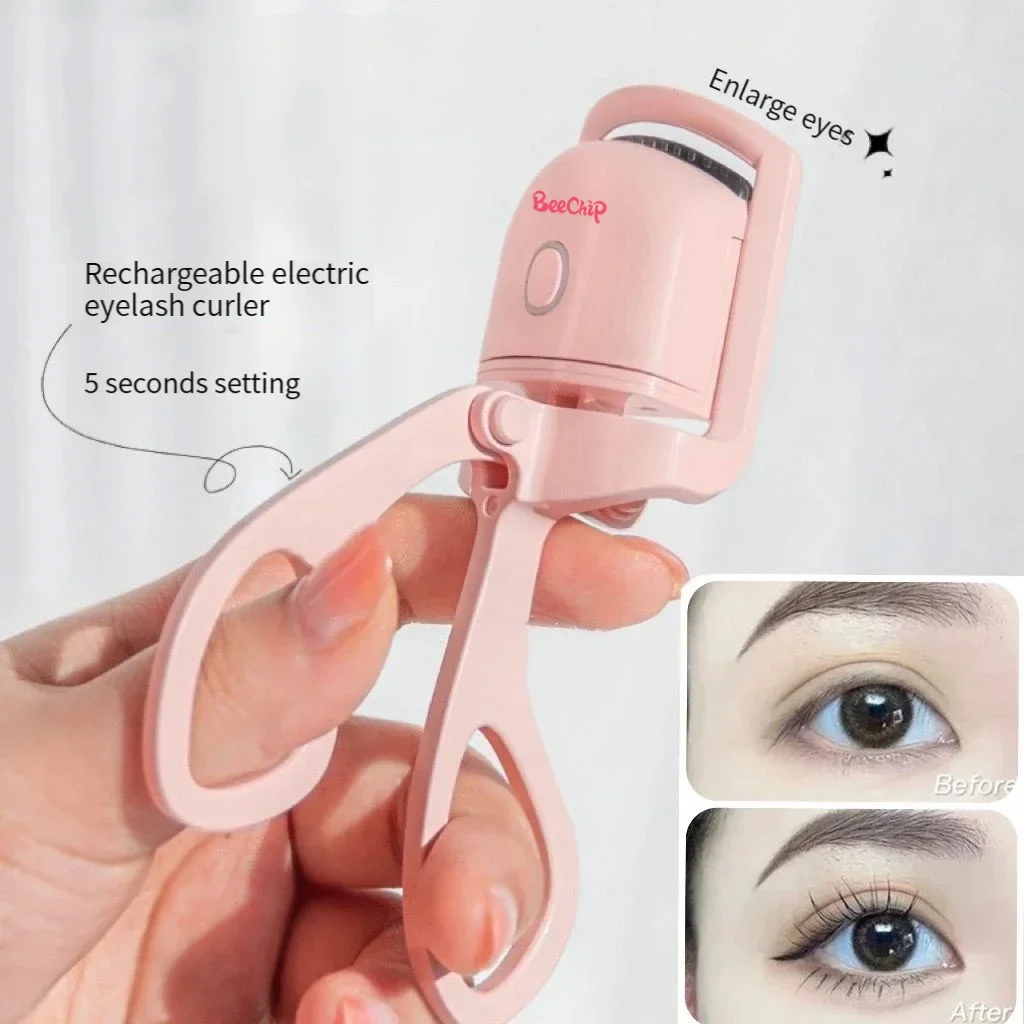 Pink Electric Eyelash Curler Charging Model Fast Heating Portable Shaping and Lasting Curling Eyelash Clip