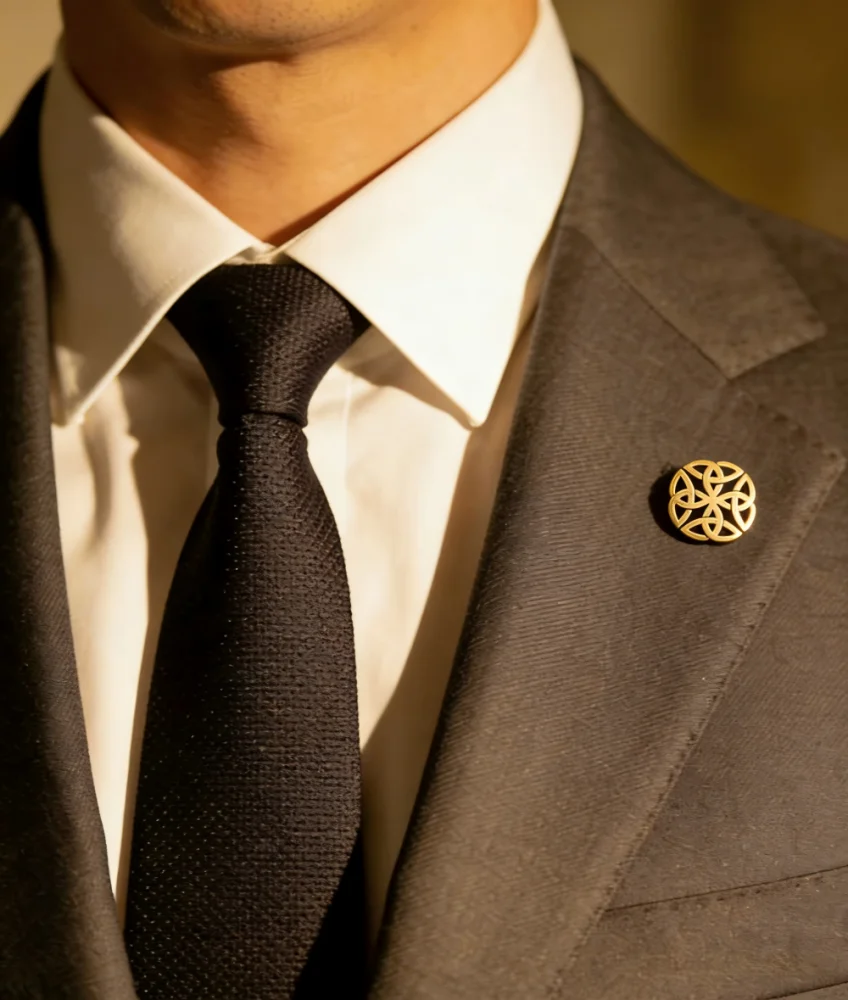 

Metal stainless steel 18k brooch. Small Kateel symbol brooch. Beautiful collarpin. A delicate badge gift for friends.