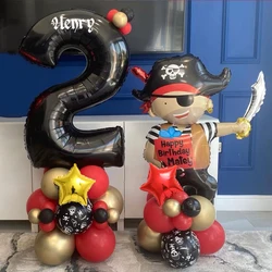 42pcs Pirate Ship Balloons Set with 32inch 0-9 Number Balloon Boy Birthday Party Decoration Baby Shower Halloween Decor Globos
