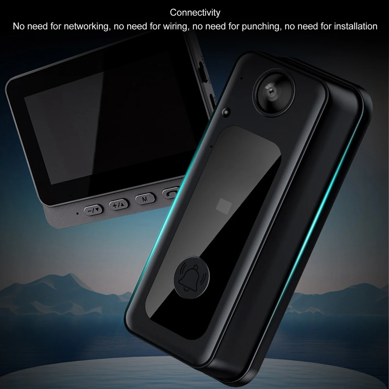 كاميرا جرس الباب بالفيديو للرؤية الليلية 170 درجة زاوية واسعة عدسة عين السمكة 8MP كاميرا جرس الباب اللاسلكية 2 طريقة الحديث للفيلا