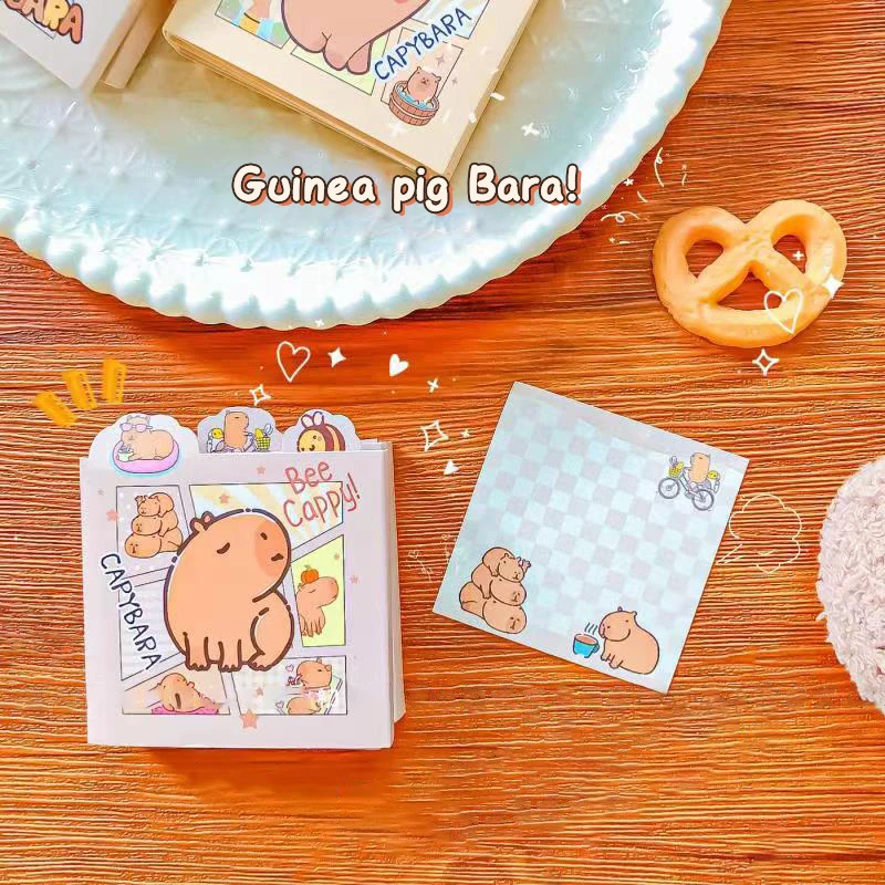 70 fogli Mini taccuino portatile creativo nota quotidiana carta cartone animato carino capibara nota adesiva materiale scolastico cancelleria Kawaii