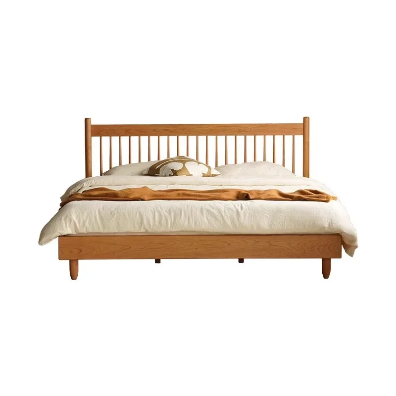 Nordic 1.8 meters 1.5 cherry wood simple furniture Windsor double streamer bed