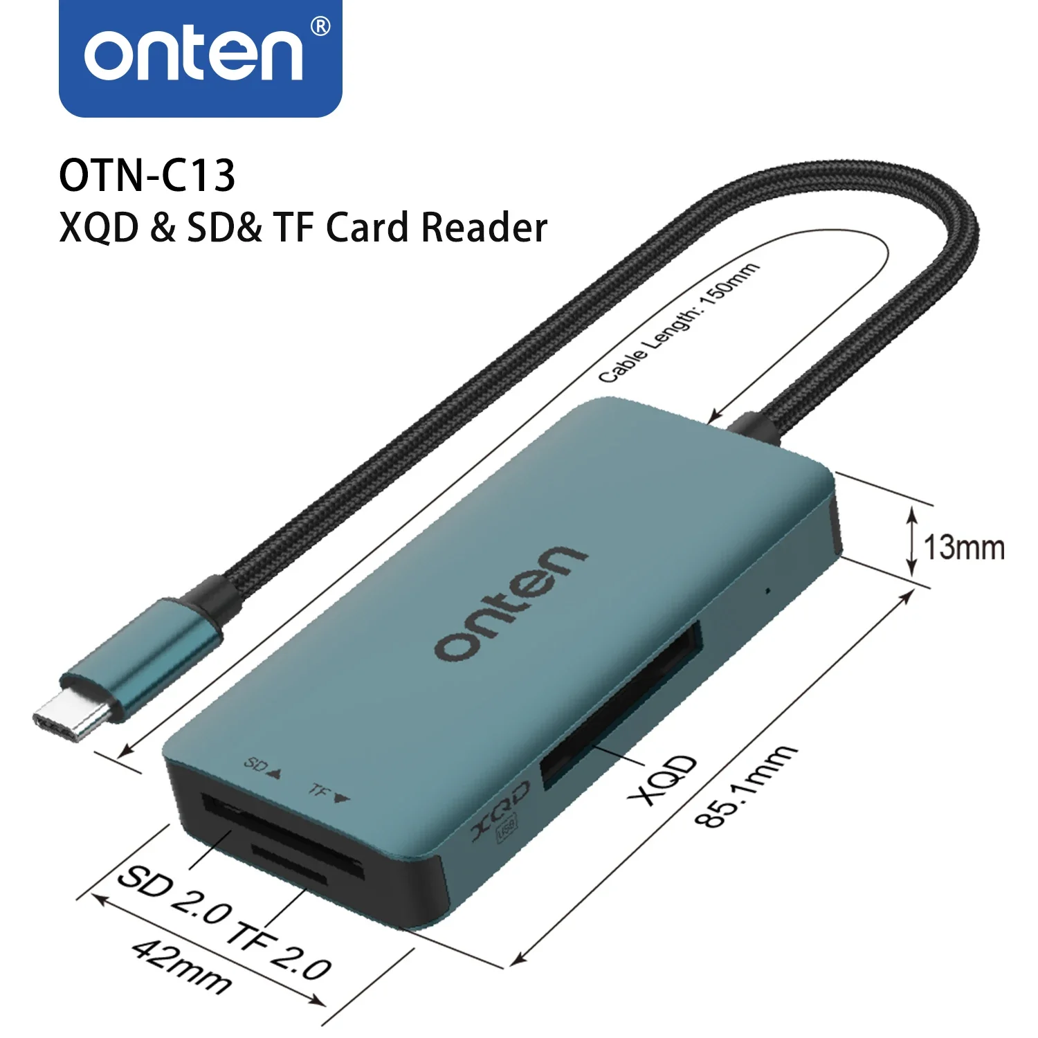 ONTEN-lector de tarjetas OTN-C13 Original tipo C a XQD, SD y TF