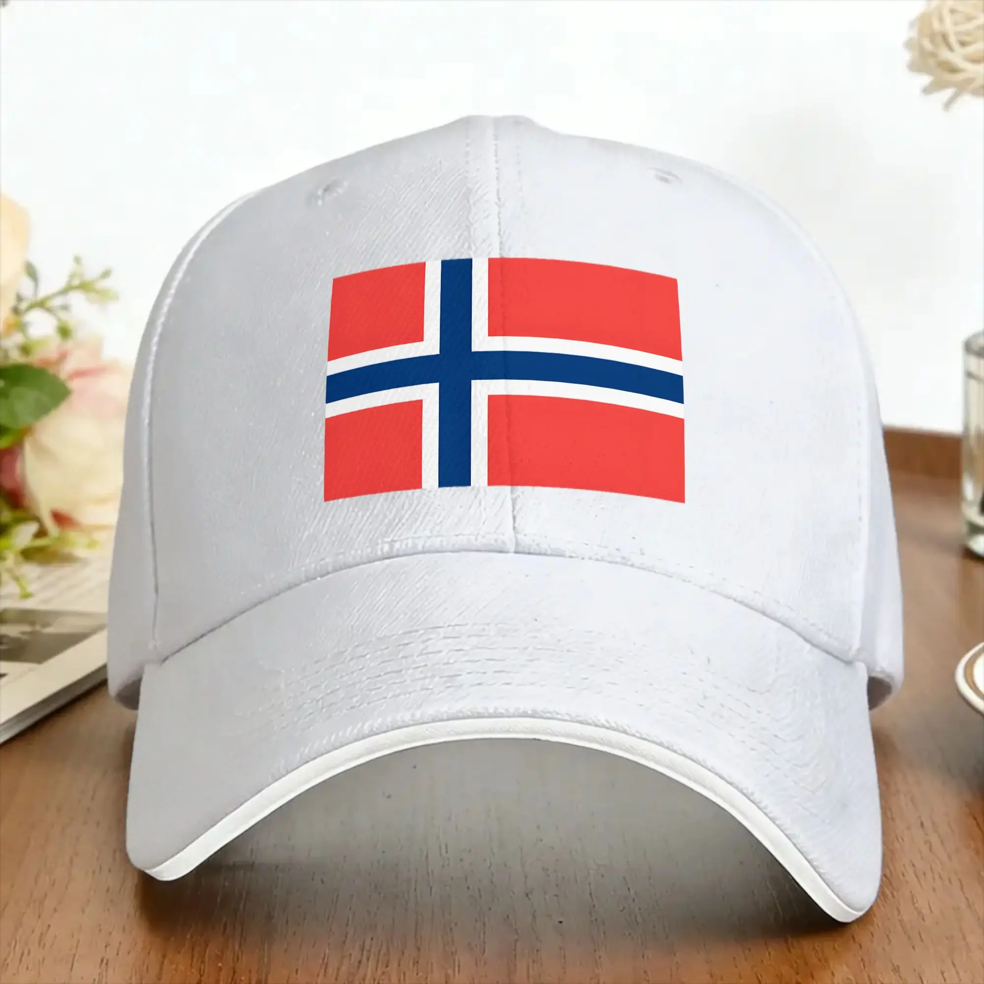Clean Flat Norway National Flag Vector Baseball Cap  Outdoor Sports Sun Visor Trucker Hat Fitted Retro Snapback Cap