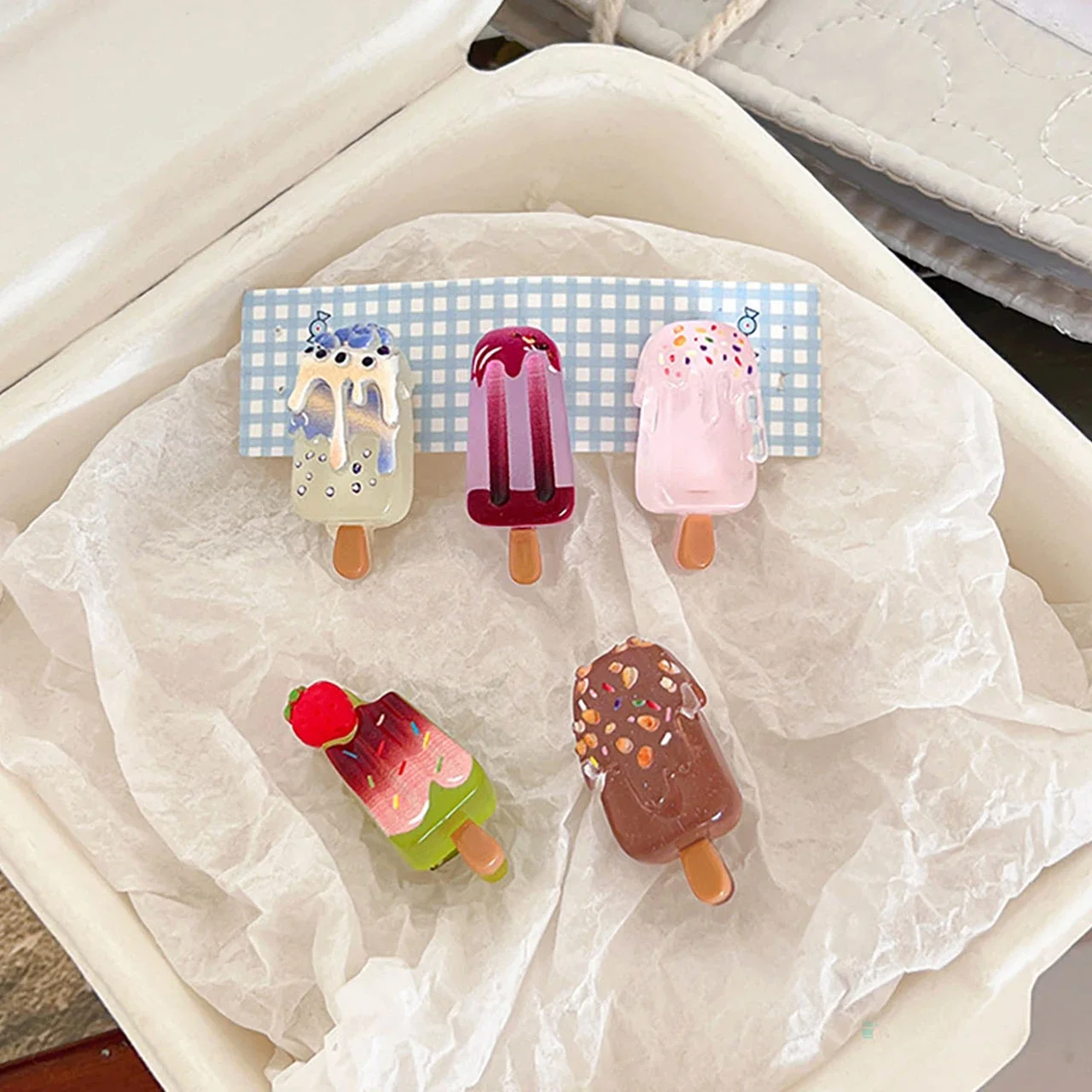 กิ๊บติดผมรูปไอศกรีมน่ารัก 5 ชิ้น/ชุด สำหรับเด็ก ลายการ์ตูน มินิบาร์เร็ตต์ กิ๊บติดผมตลกๆ สำหรับเด็ก อุปกรณ์เสริมผมเด็ก