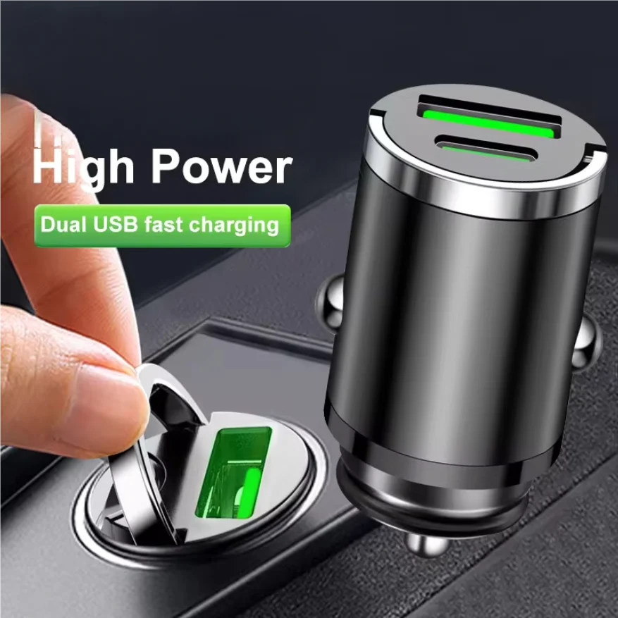 

mini car charger fast charging for iPhone QC3.0 mini PD USB Type C car mobile phone charger for Xiaomi Samsung Huawei