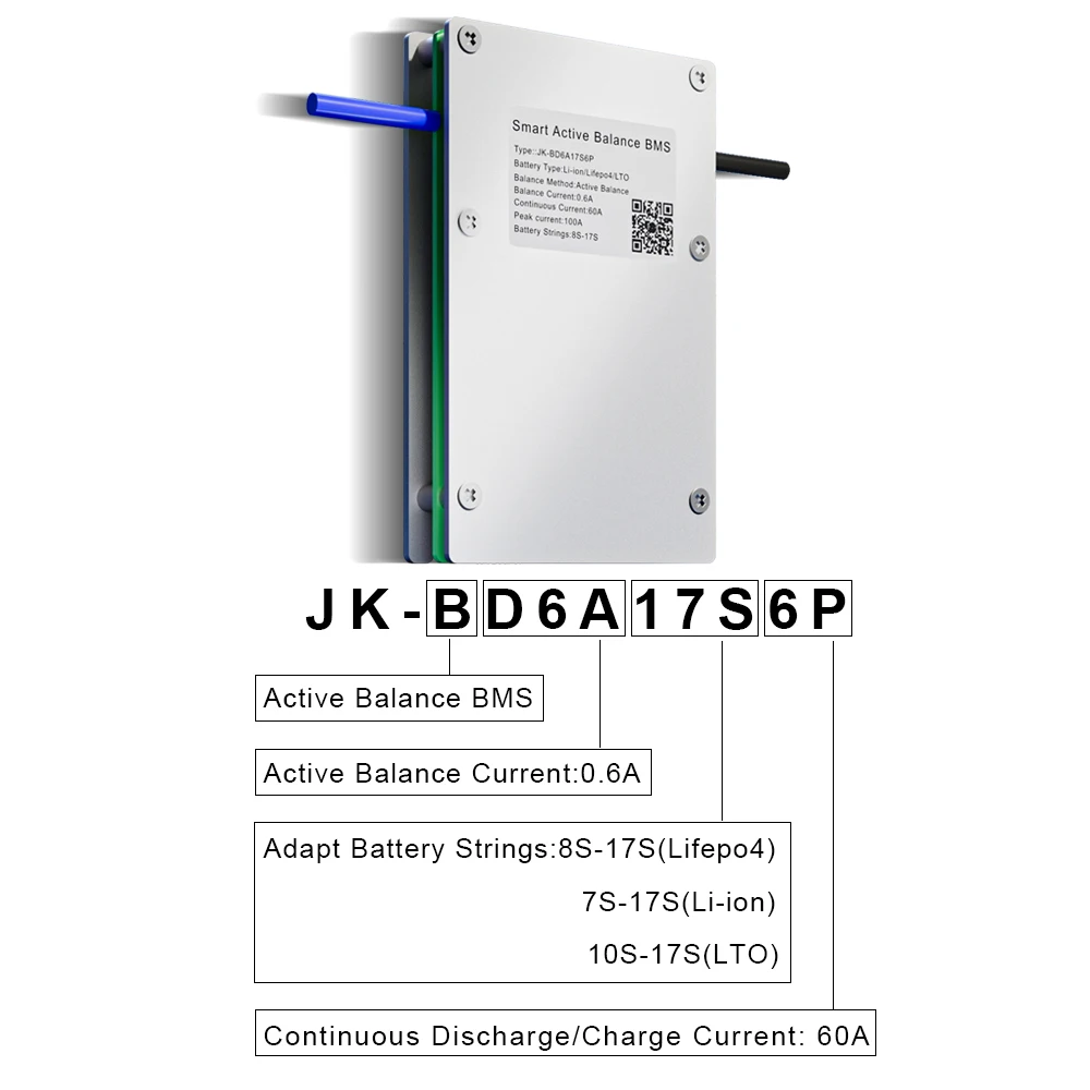 JIKONG 4S 5S 6S 7S 8S 17S 20S 24S 12V 24V 48V Aktives BMS 40A 60A 100A 200A 300A Lifepo4 Li-Ion Lto Batterie Smart BMS JKBMS B1A8S20P B2A8S20P B2A8S30P JIKONG JKBMS B2A20S20P B2A24S30P – Detail 1