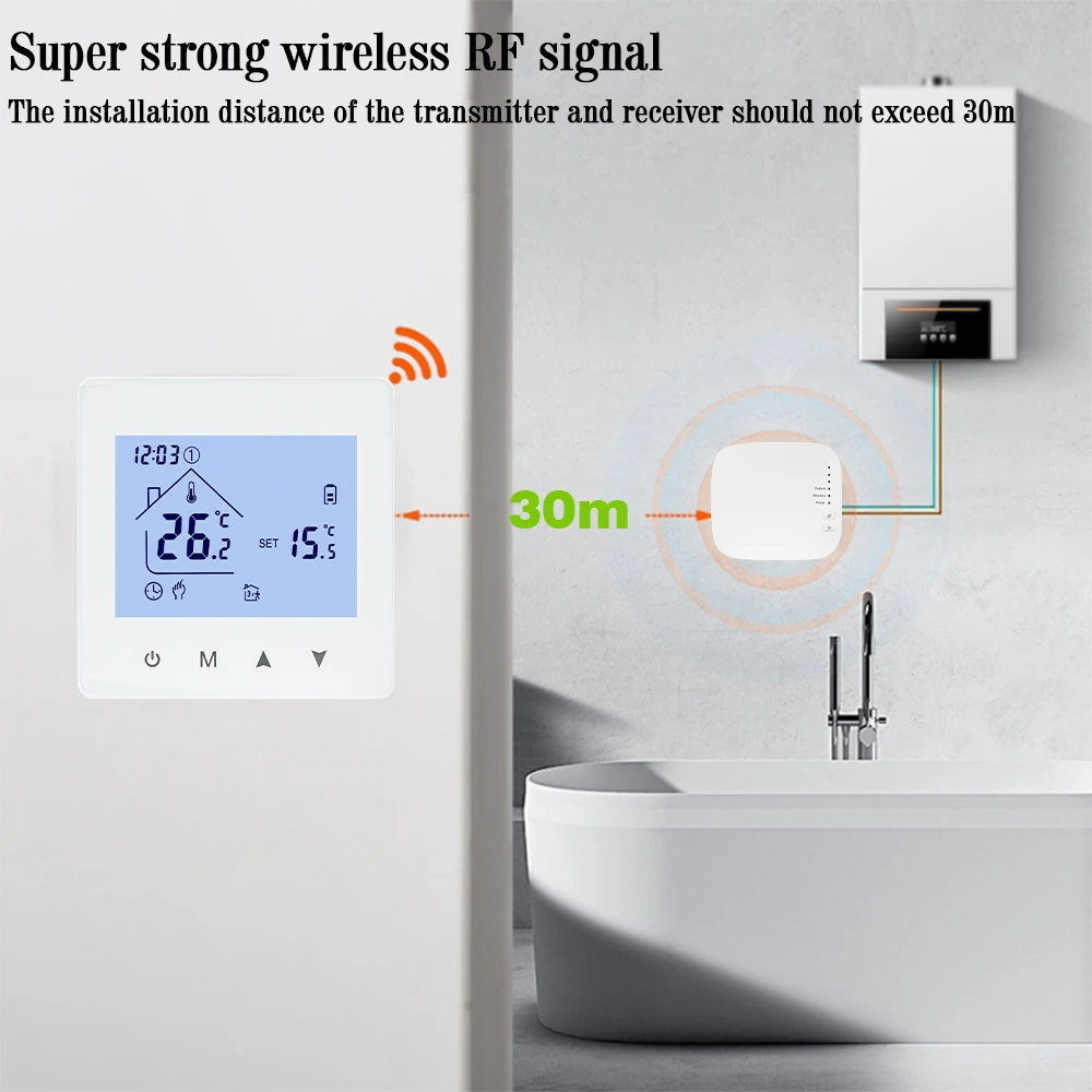 Smart RF Wireless Room Thermostat For Gas Boiler Heating Touch Screen Temperature Controller Home Programmable WiFi Thermostat