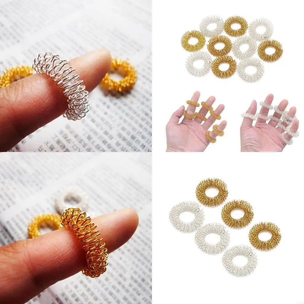 

Кольца для массажа пальцев тела, кольцо для акупунктуры для здравоохранения, позолоченное/посеребренное, Co.