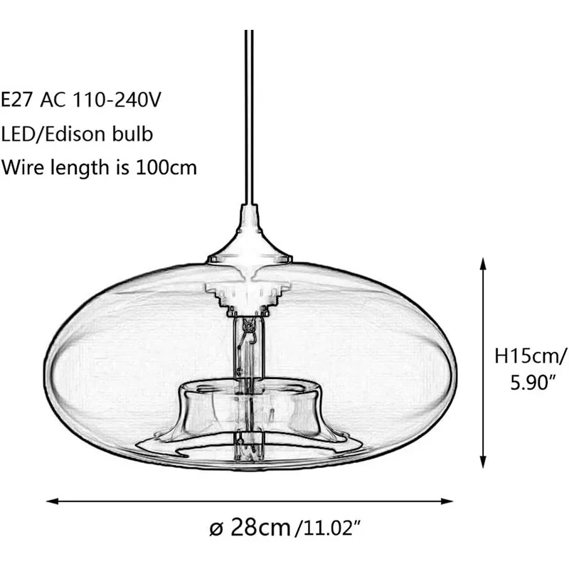 Modern Art Style Hanging Colored Glass E27 Pendant Lamp Restaurant Living Room Kitchen Bar Cafe Chandelier Indoor Lighting Decor