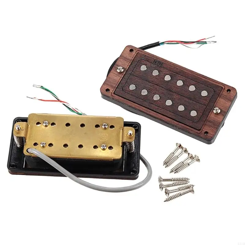 

Ceramic Magnet Guitar Pickups Double Coil Design Rosewood Mounting Frame for Electric Guitars Enhanced Full Tone