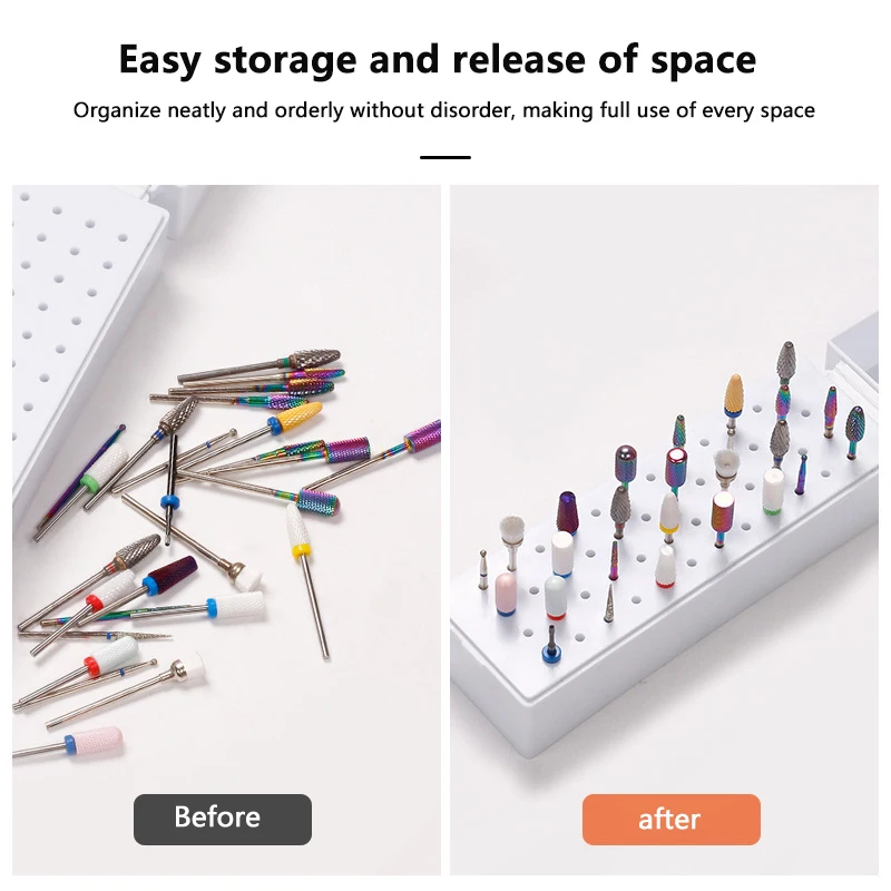 48 otworów wiertła do paznokci pudełko do przechowywania puste przezroczyste pudełko wiertarka do paznokci stojak na akcesoria do Manicure narzędzia