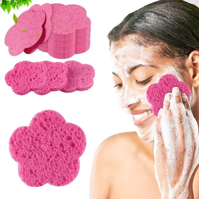 厚いフェイシャルスポンジパッド天然セルロース再利用可能なフェイスエクスフォリエーターマスクアプリケータースパマッサージメイク落とし圧縮