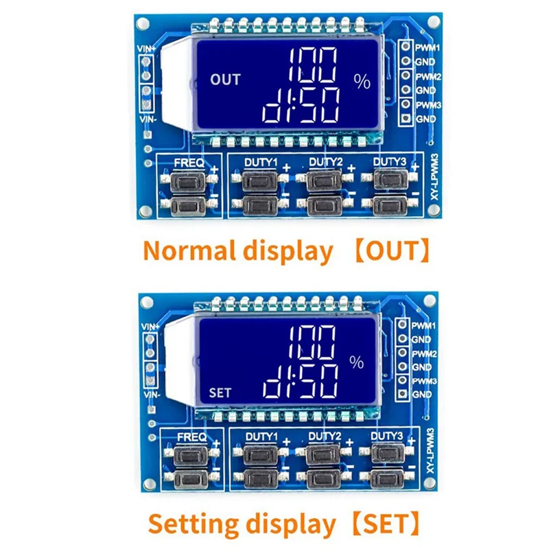 

ABXF-2Pcs 3 Channel PWM Pulse Generator Adjustable Frequency Square Wave Rectangular Wave Signal Generator Module