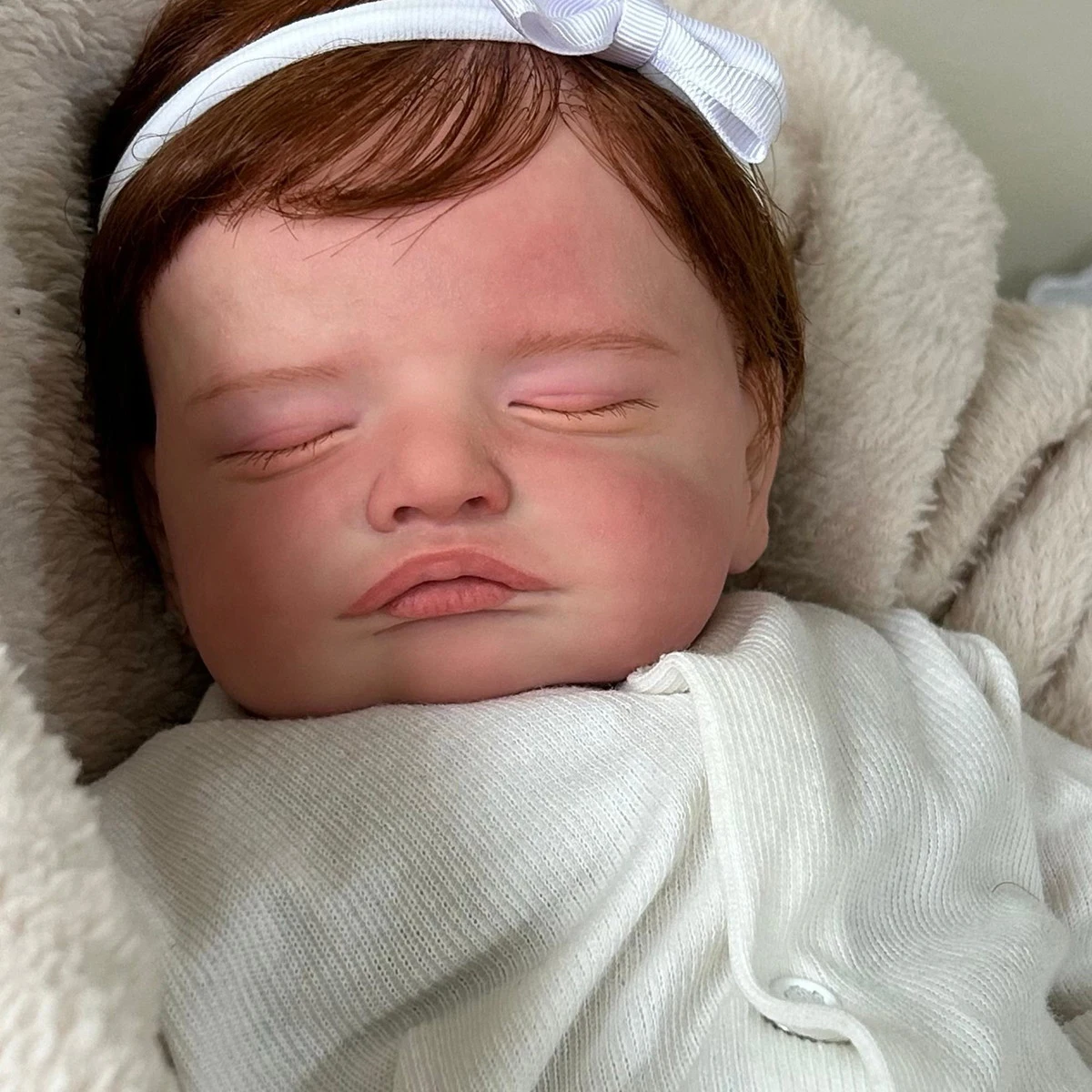 

48CM Handmade Reborn Sleeping Baby Doll Rosalie 3D Skin with Hand-Root Hair VisibleVeins Real Photo