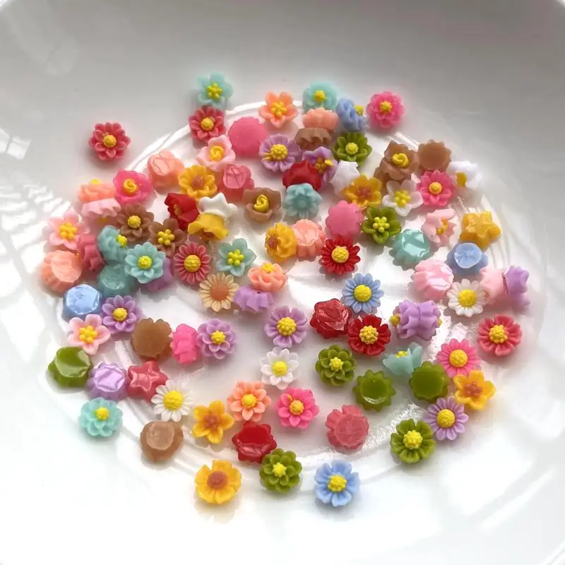 

Mix 100 6mm Mini Color 3D Flower Nail Art Rhinestone Decal scrapbook DIY Nail accessories jewelry DIY jewelry making accessories