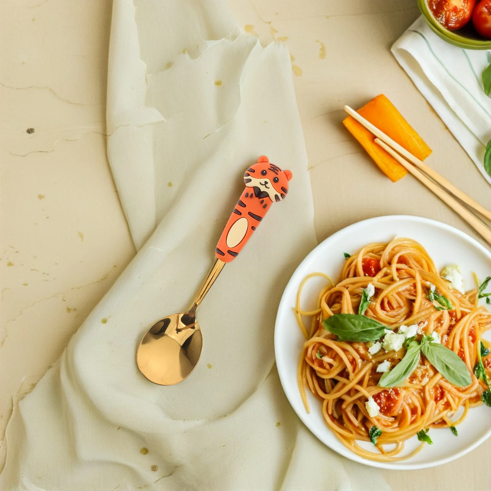 

4pcs Cartoon Tableware Set Stainless Steel Spoon Fork Kids Zodiac Design Utensils Cute Cutlery Soup Salad Forks Gift