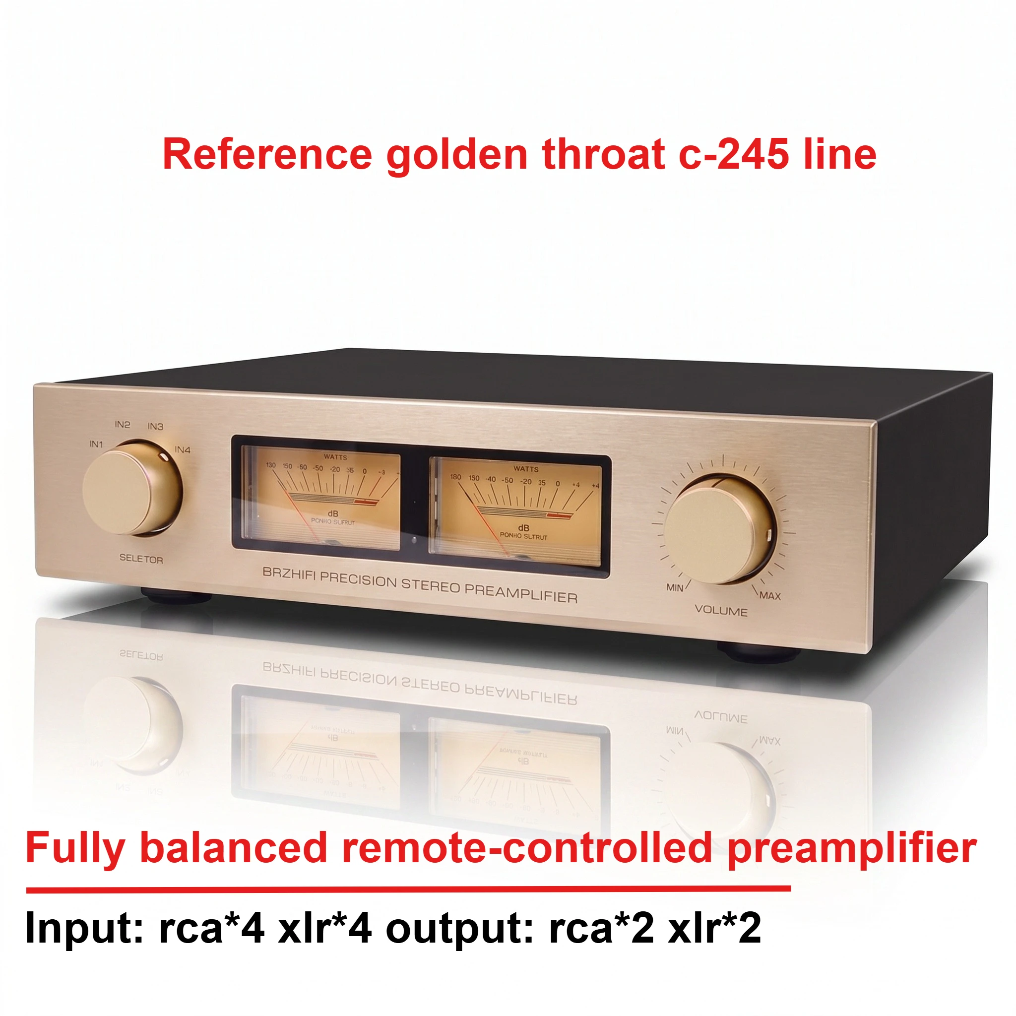 CHUBAN Replika Accuphase C-245 Vollständig Symmetrischer HiFi-Vorverstärker mit Fernbedienung, VU-Meter, RCA- und XLR-Eingang/-Ausgang