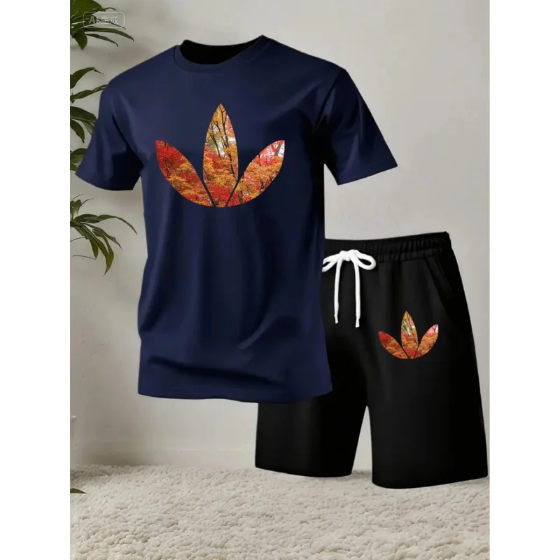 

Trendy and fashionable men's casual round-neck short-sleeve suit Men's fashion suit PopularTT-shirt Suit