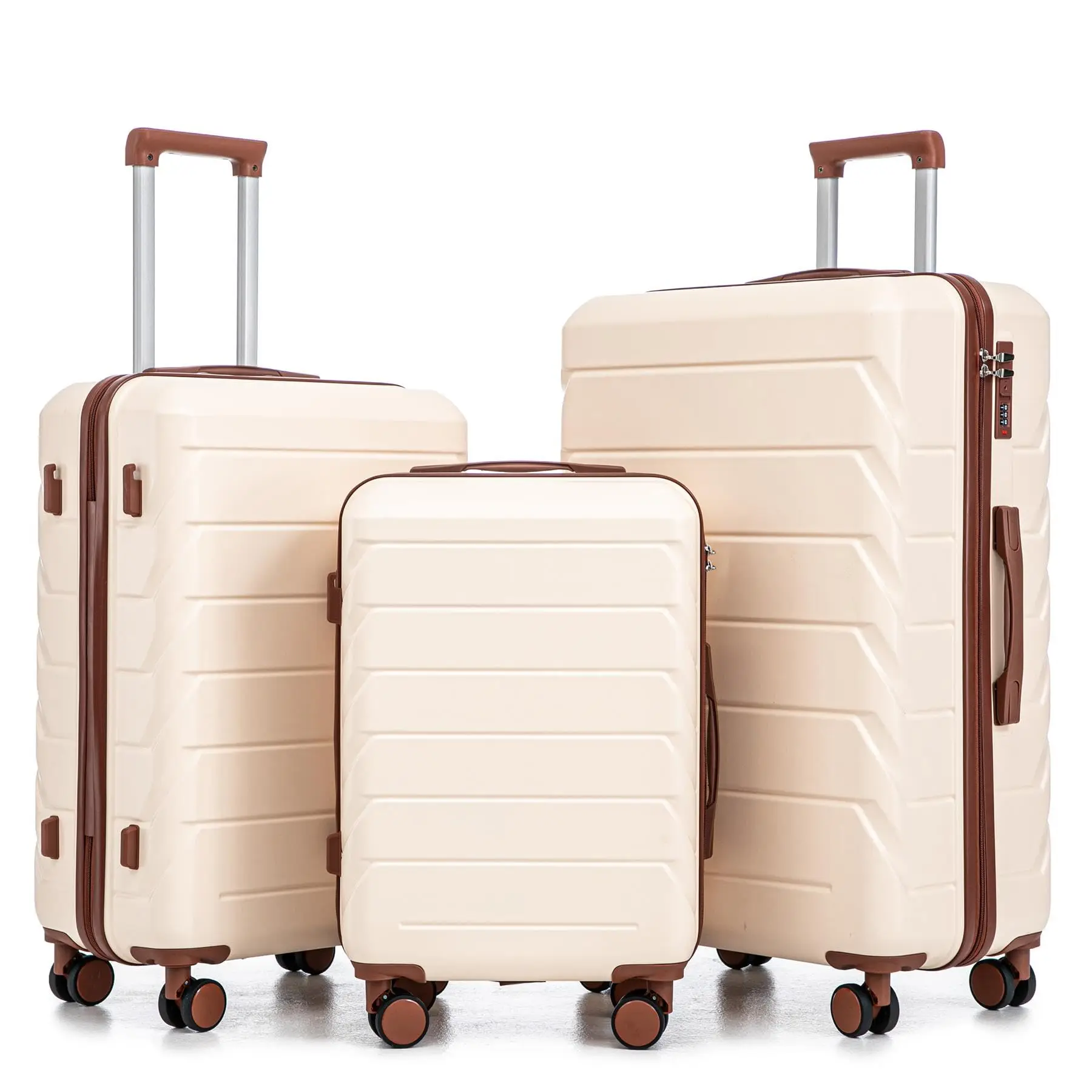 Luggages Sets 3 Piece ABS Hardside Luggage Sets Spinner Wheels Suitcase with Lock