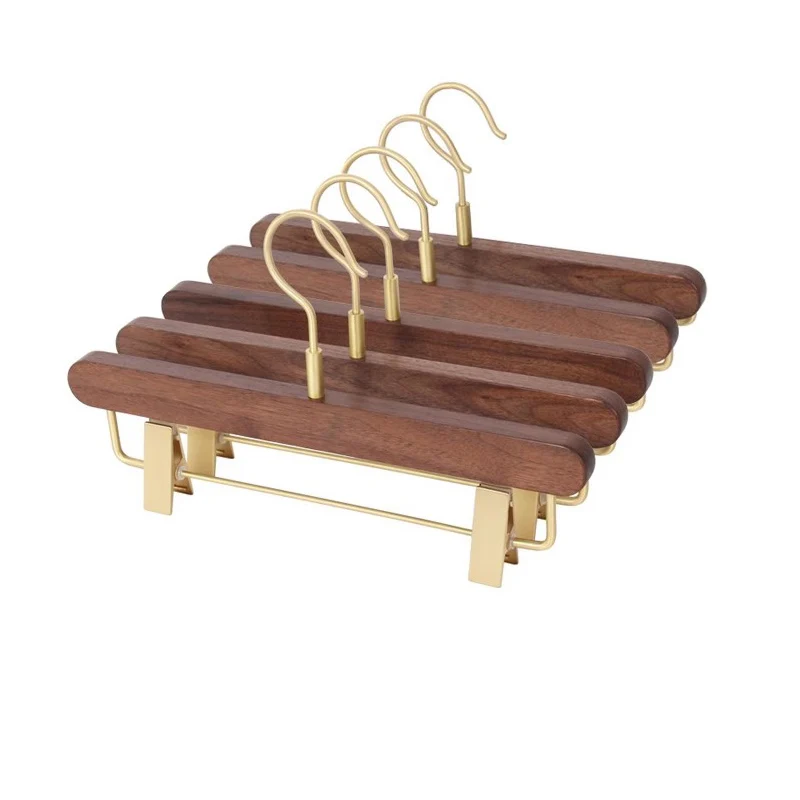 1/3pcs Wooden Pants Hanger High Quality Brass Hook Design Racks for Trousers Wardrobe Storage Racks Wooden Hanger Organizer