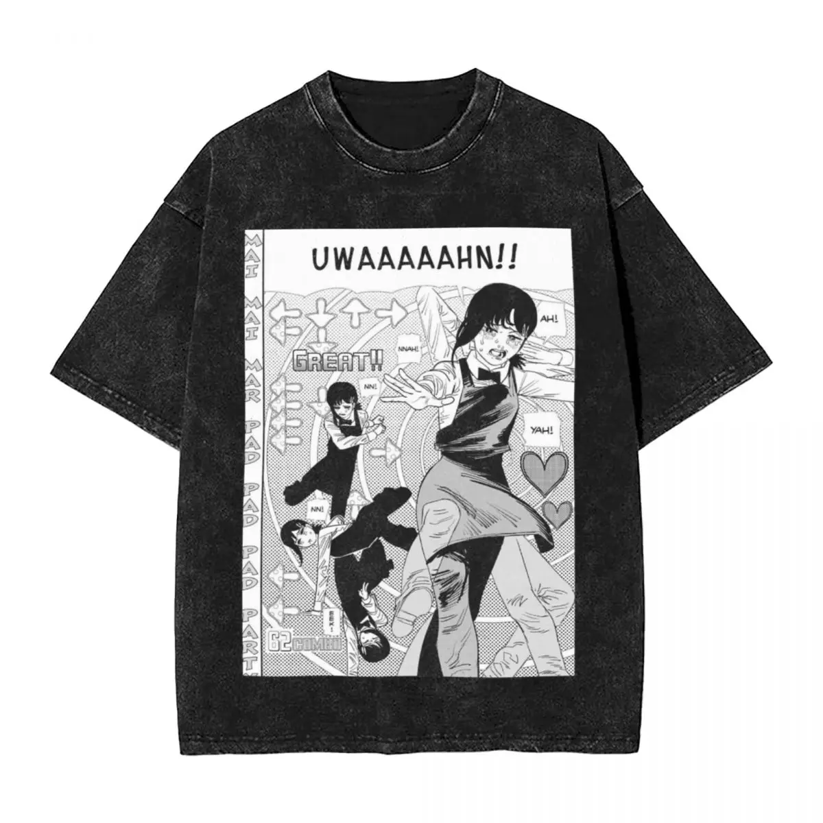 Dancing Kobeni T Shirt  Washed Cotton Harajuku T-Shirt Chainsaw Man Manga Denji Devil Makima for Men Streetwear Summer Tees