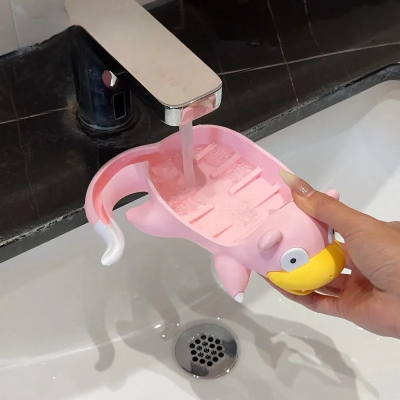 Jabonera Decorativa de Anime Pokémon Kawaii, Diseño de Drenaje con Forma de Cola de Slowpoke, Adorno de Baño de Dibujos Animados
