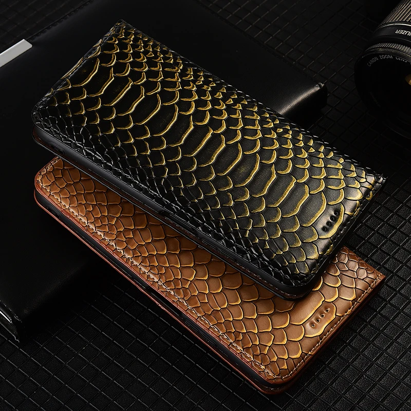 Чехол-книжка из натуральной кожи с узором Python для Vivo Y300 Y300i Y300T Y200 Y200i Y200T Y100 Y100i Y100T Pro Plus GT