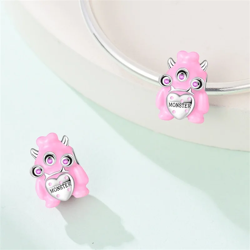 

Original Charms 925 Sterling Silver Pink Cute Pet Beads Beads Fit Bracelet Women Jewelry Making Diy Gift