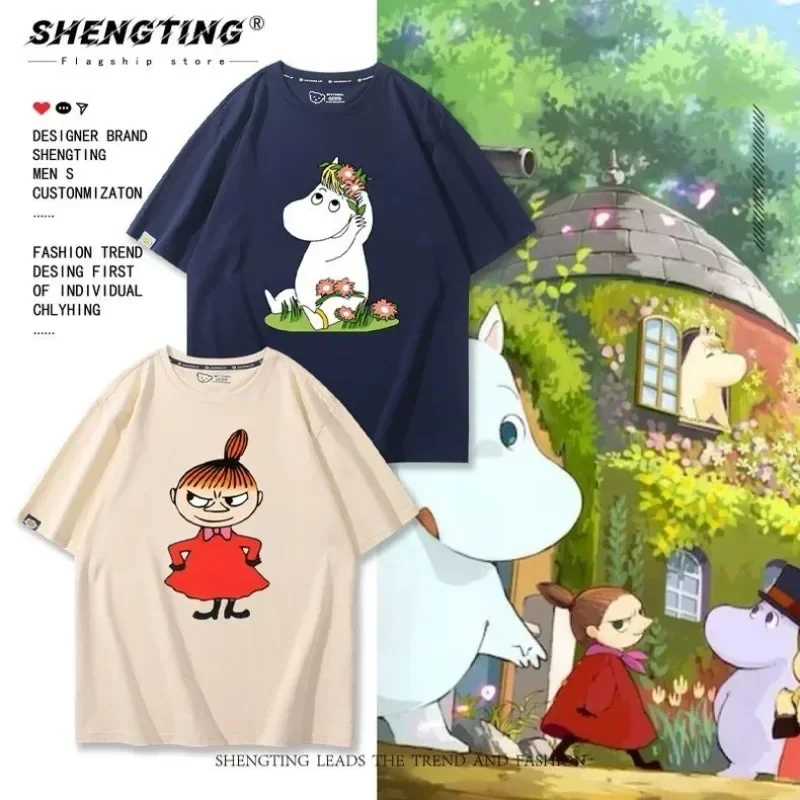 M-Moomins Unisex Cartoon Anime Merch Short Sleeve T-Shirt Summer Pure Cotton Half Sleeve Tops Fashion Printed Casual Graphic Tee