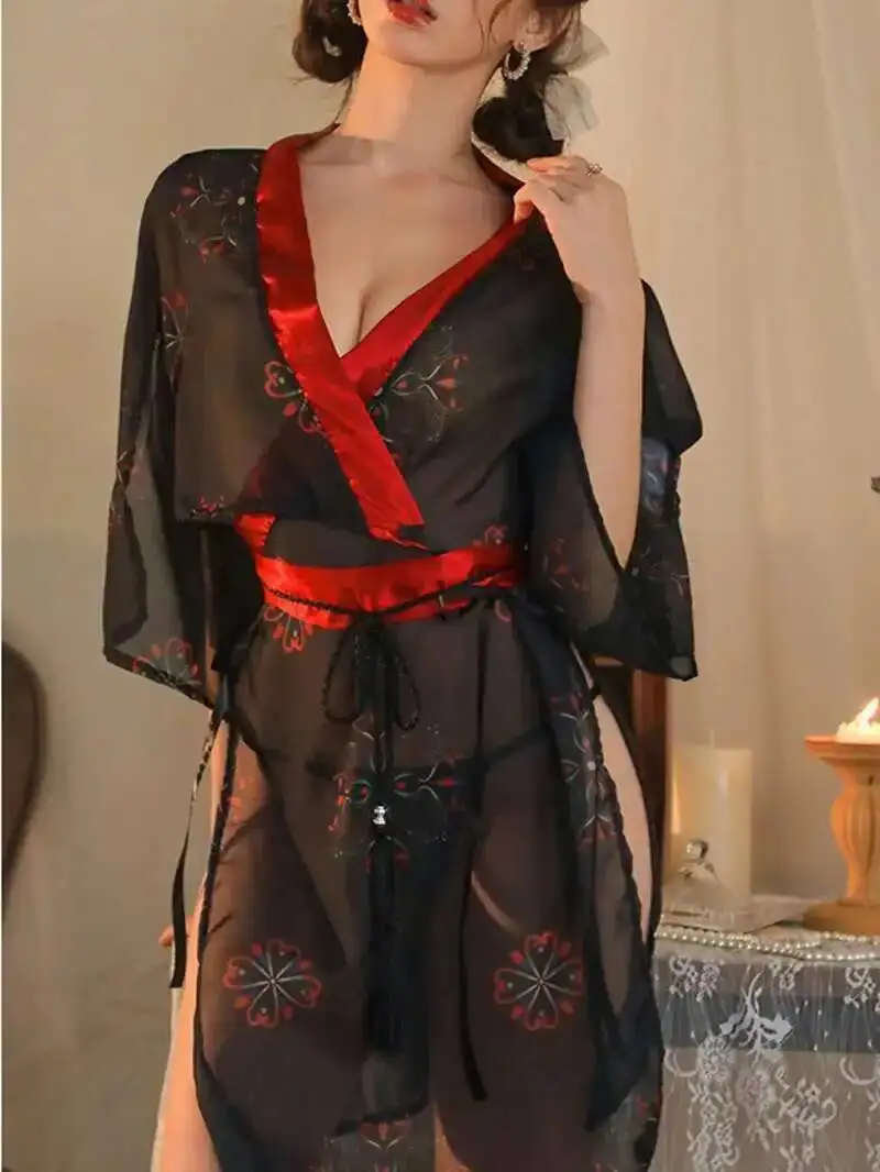 New Fashion 2025 Sexy V-neck Retro Printed Color Blocking Long Sleeve Dress Women Cinching Waist Loose Casual Short Dress RX18