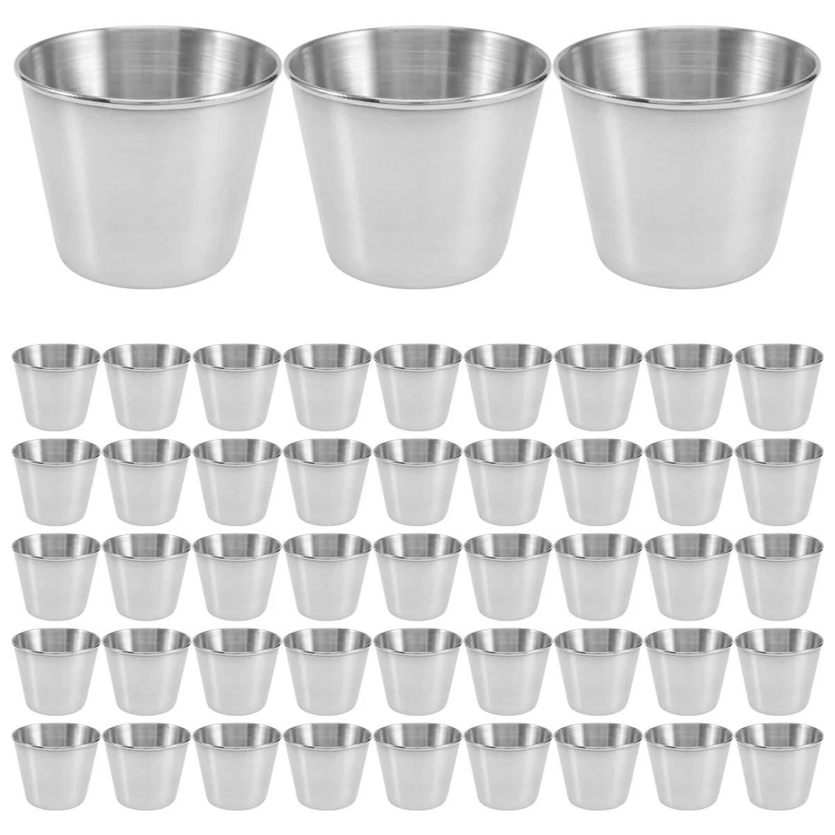 

A53I 48 Packs 1.5Oz/45Ml Condiment Sauce Cups Stainless Steel Dipping Sauce Cups Reusable Condiment Dishes