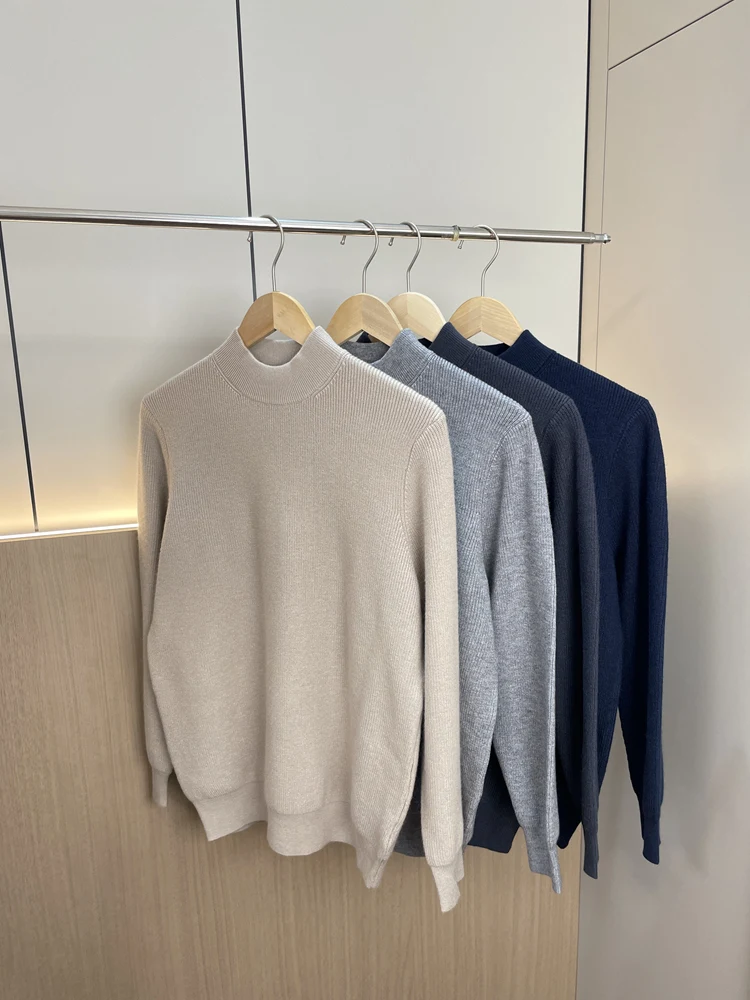 

Comfortable Soft Long Sve Knitted Sweater Casual Autumn Winter Men's Faion round Ne Youth Vitali Color T-irt