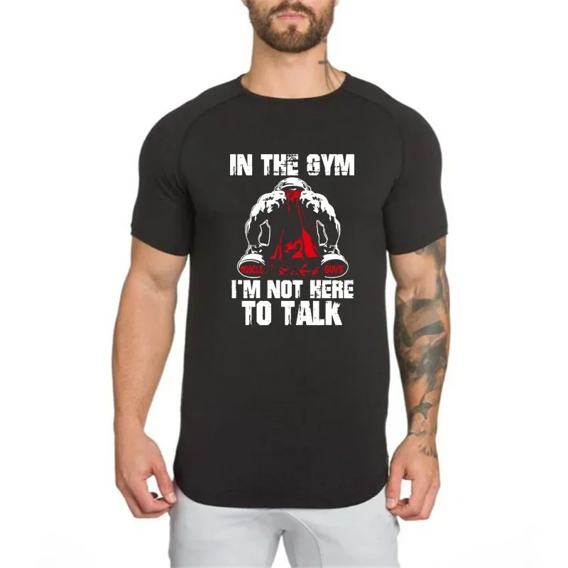 الصيف القطن تنفس تي شيرت رياضة اللياقة البدنية كمال الاجسام العضلات الرياضة رجالي عادية كم قصير سليم صالح الجري طاقم الرقبة T #2