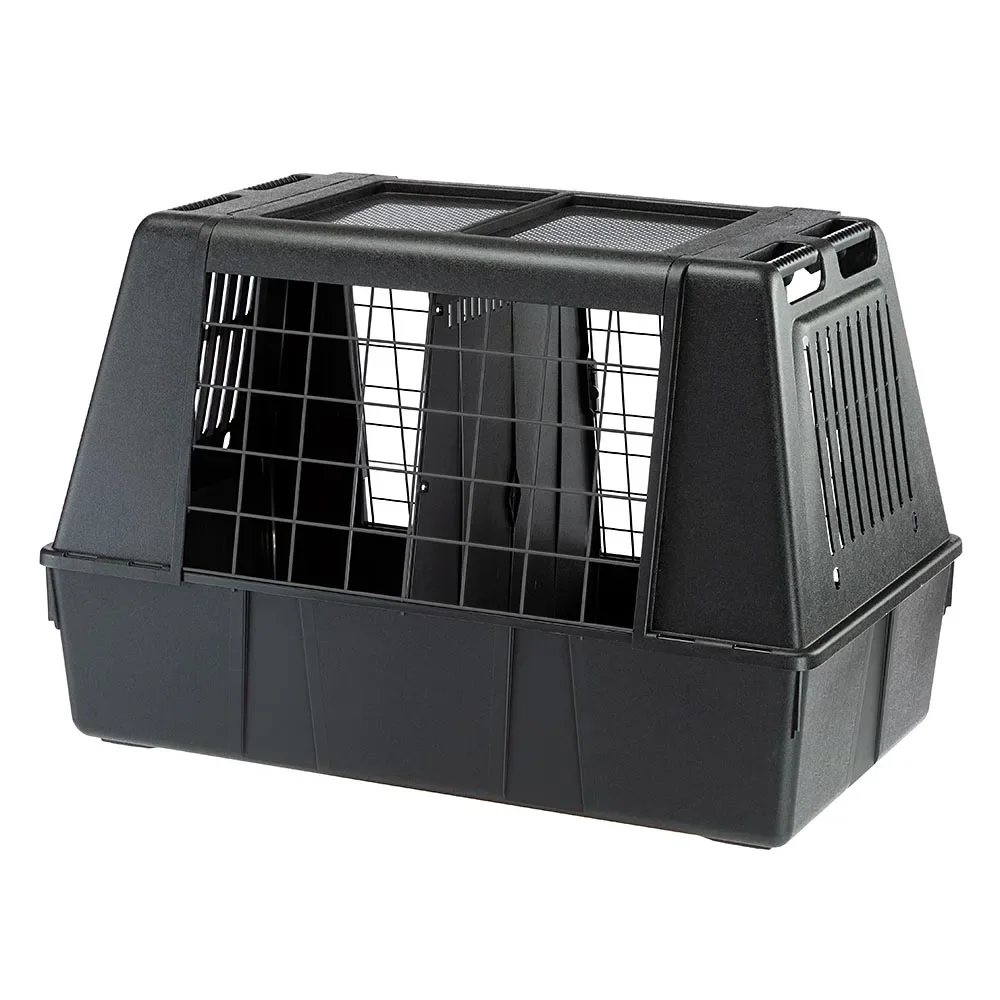 Ferplast Dog Car Carrier ATLAS CAR 100 SCENIC With Wide Ventilation Grills, Object Compartments, Hygienic Draining Mat, Grey