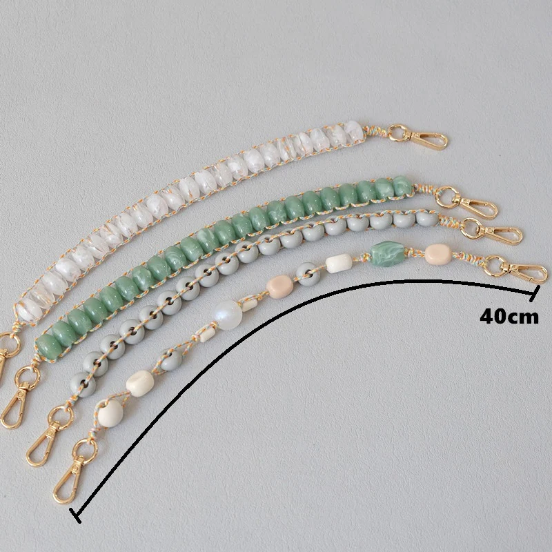 여성용 다채로운 스트랩 송진 비즈 수공예 손목 밴드, 아크릴 가방 체인, 가방 교체, 가방 핸들 체인, 가방 액세서리, 신제품