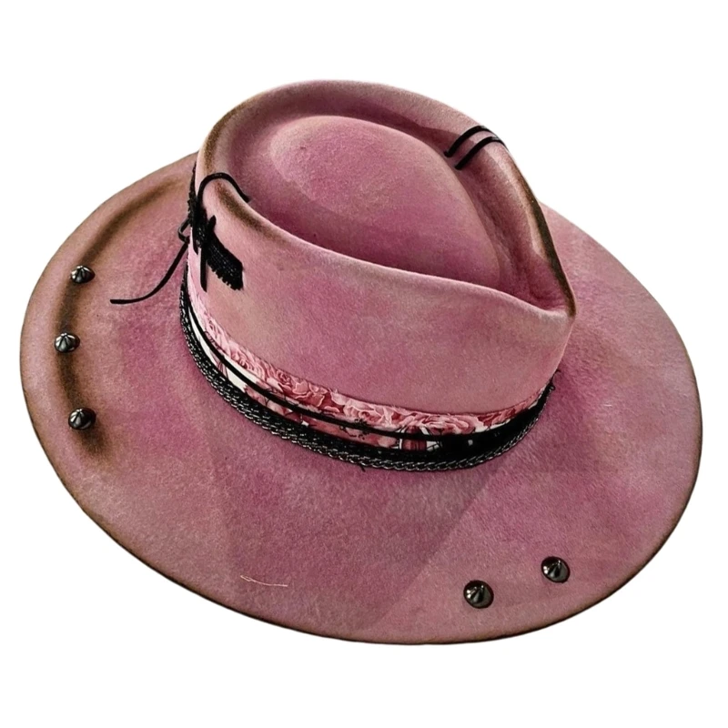 

652f Vintage Fedoras Hat Woven Band Band Western Hat Unisex Formal Event Winter Warm Hat Hat