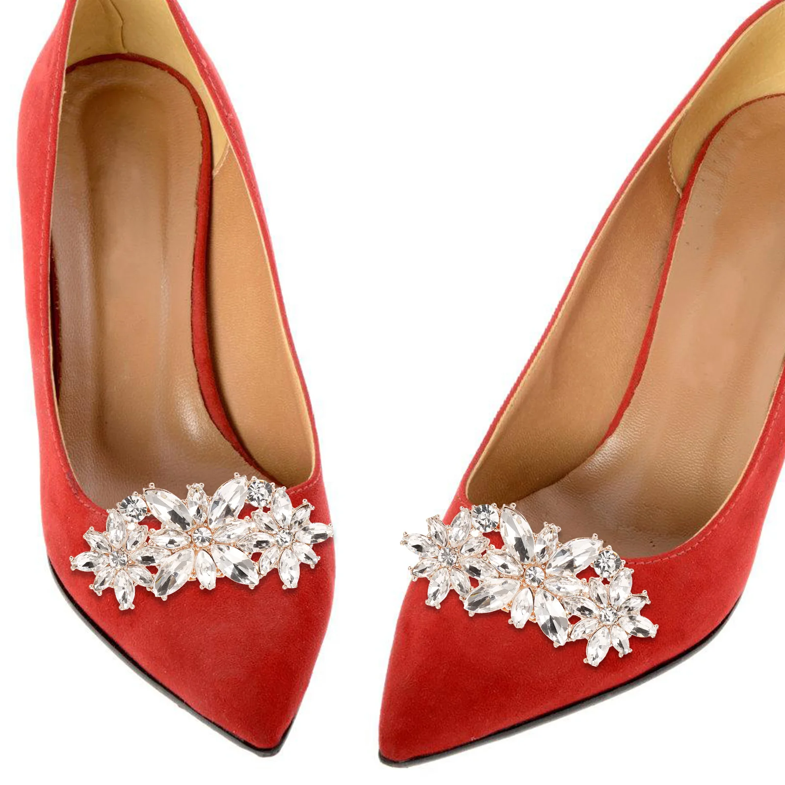 

Rhinestone Shoe Clips Decorative Bridal Accessories Reusable Gold Metal Buckle Embellishments Wedding Party Shoes
