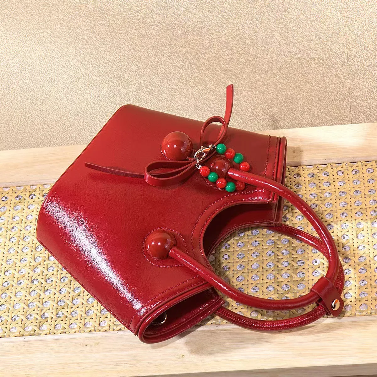 2026 Fashionable Women's Red Handbag Versatile Casual Shoulder Bag Oil Wax Leather Crossbody Mini Bags for Women Designer view 5